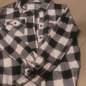 Kids Long Sleeve Plaid Shirt - Black and White